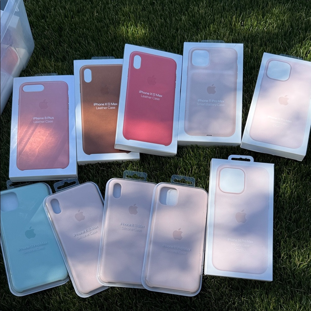 Apple iPhone Leather Case Set - Red, Pink, Blue, and Tan